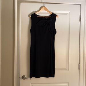 Banana Republic Black Stretch A-Line Dress with Bow Collar and Back Zip